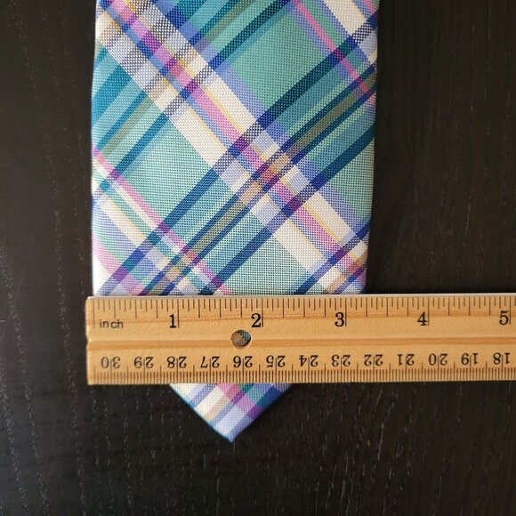 Tommy Hilfiger Silk Sail Plaid Tie Pink Blue White Classic Preppy 57.5" X 3.5" - Picture 5 of 7